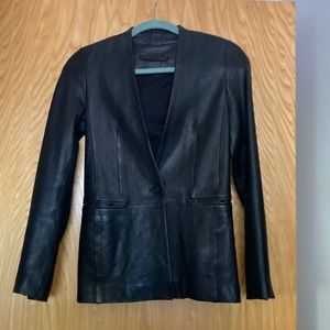 AllSaints Black Leather Blazer